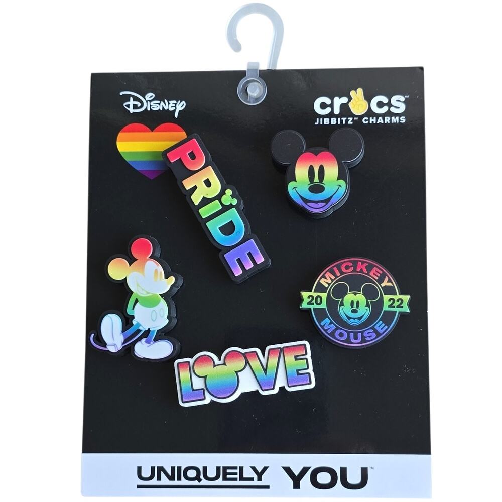 Crocs Jibbitz Disney Mickey Pride Rainbow Celebration 5 Pack LGBTQ Shoe Charms